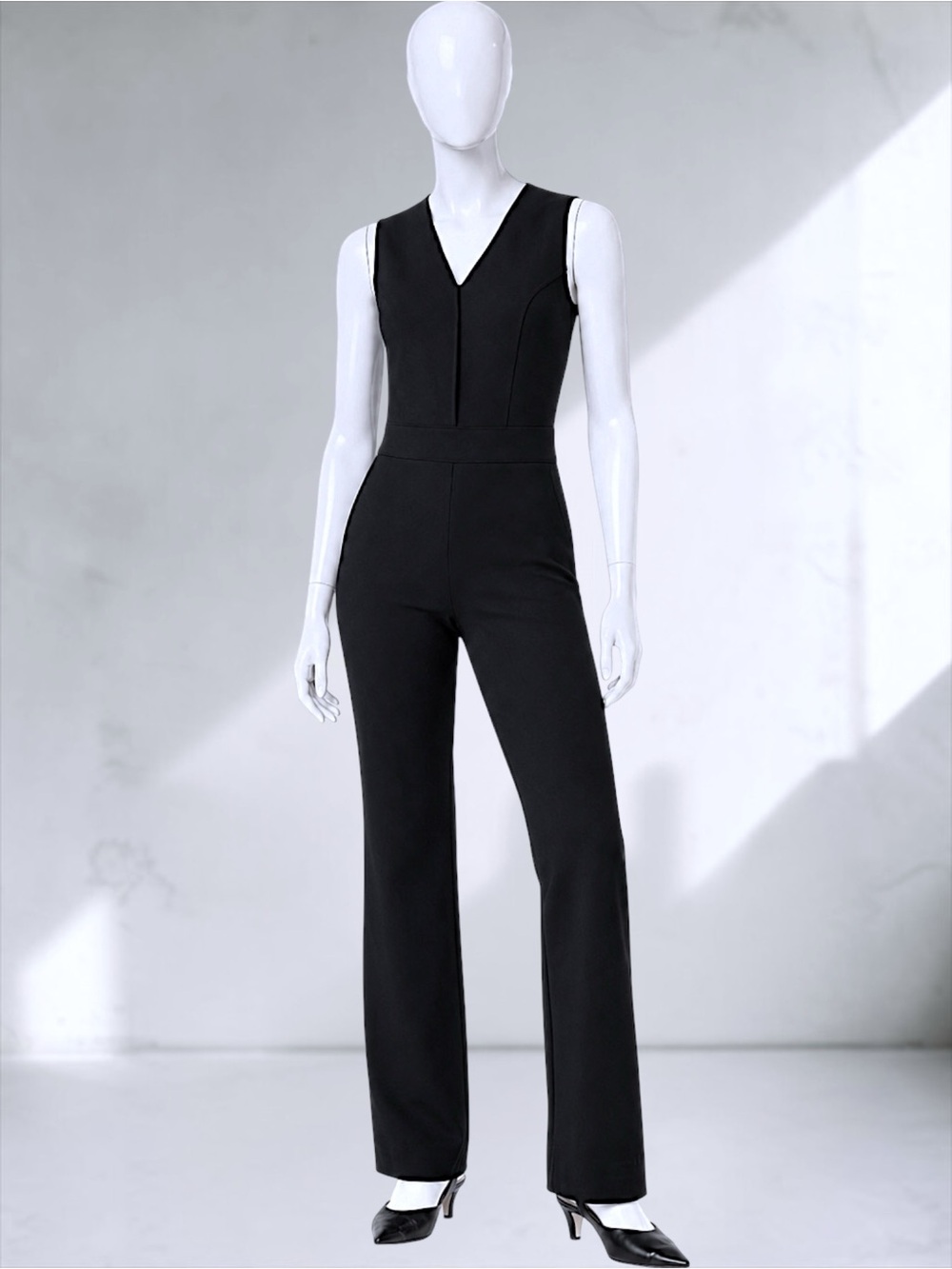 SPANX Black Sleeveless Flare Ponte Jumpsuit – Size L - Picture 5 of 14